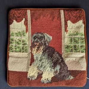 Handcrafted Schnauzer Needlepoint Pillow Cover